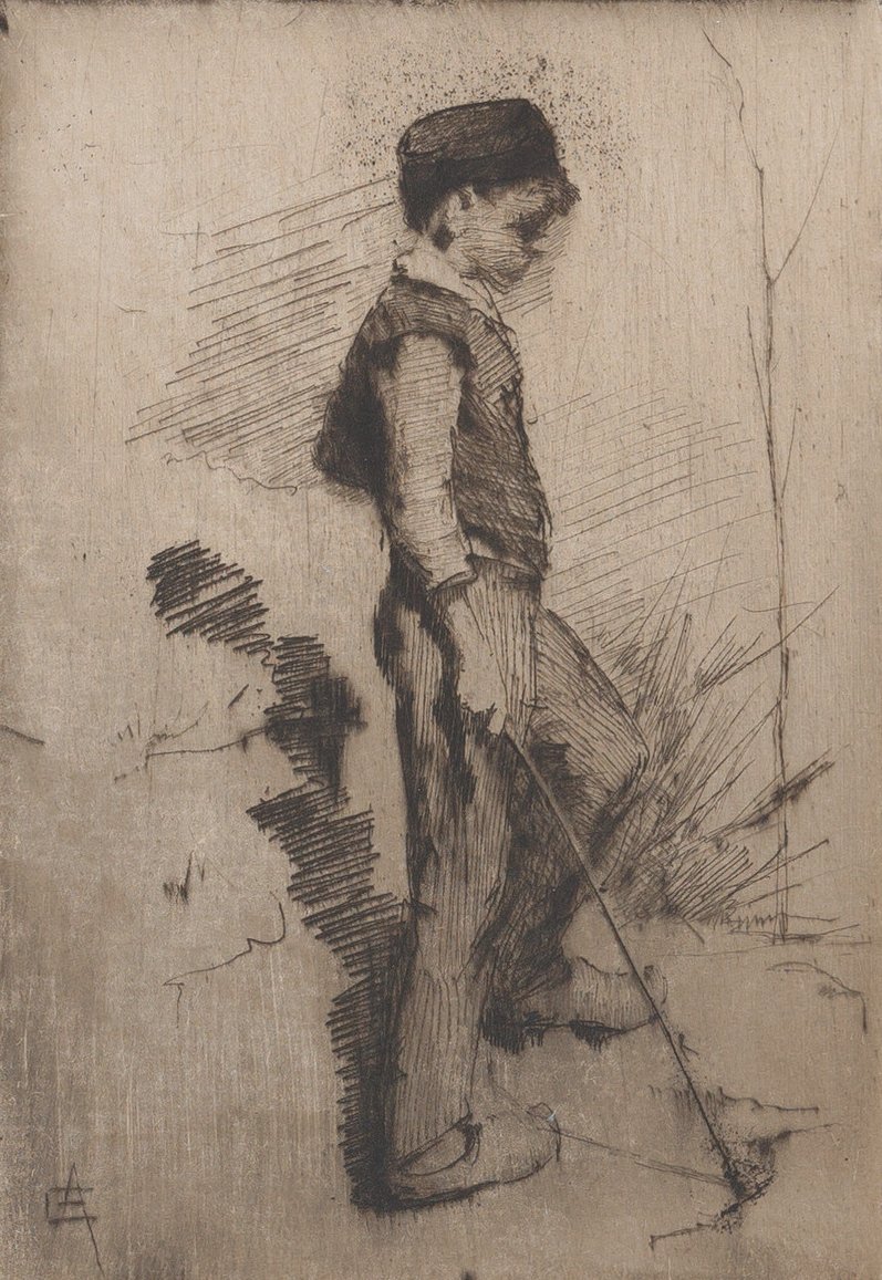 棒を持った少年、1881～83年。 作： エリザベスアデラフォーブス