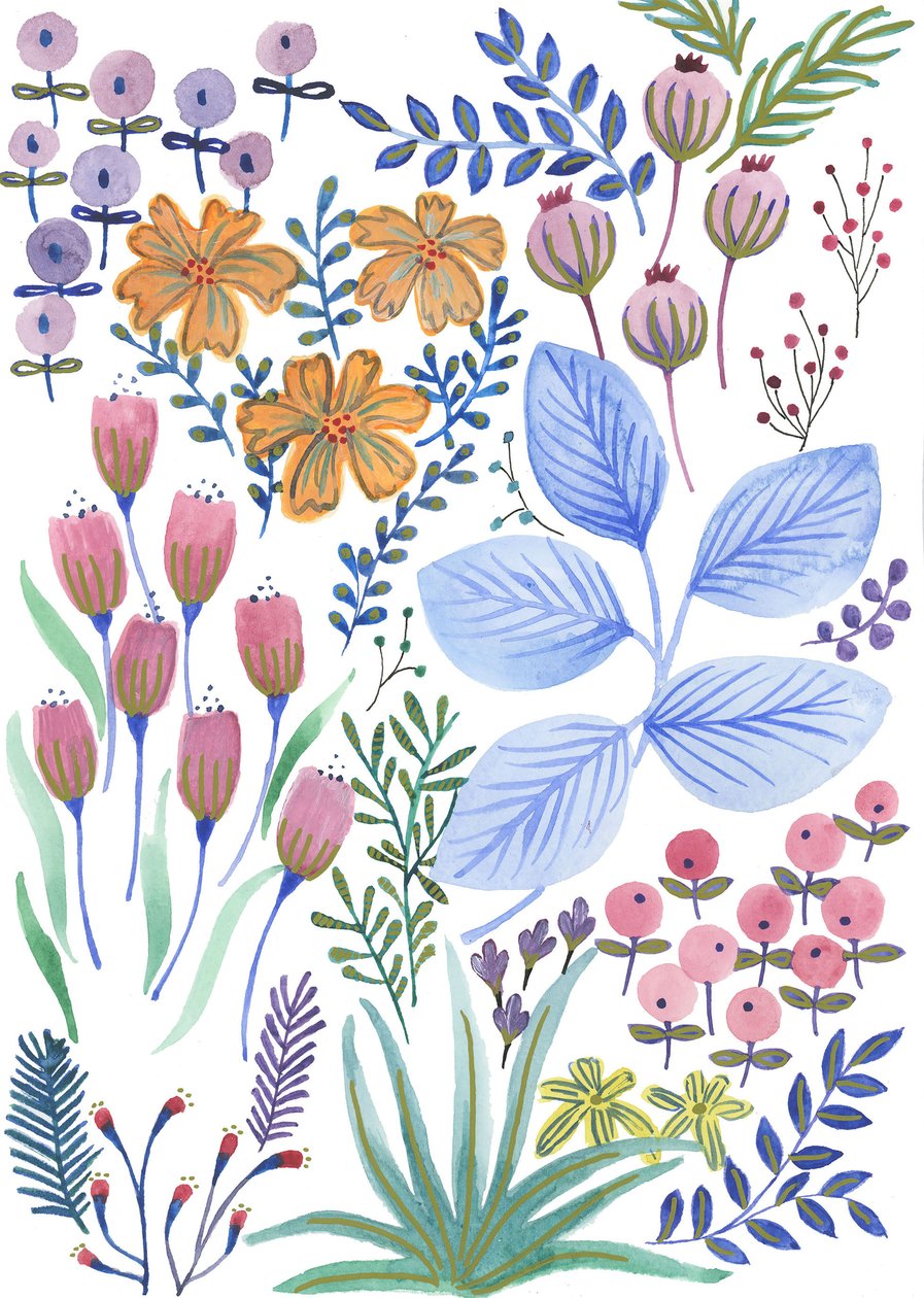 春の花、2017年（水彩画） 作： エリザベスライダー
