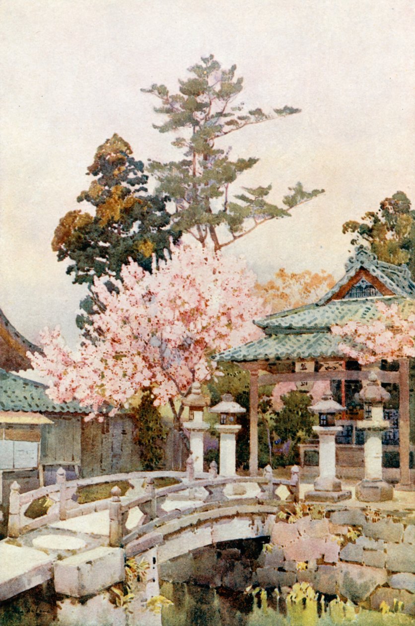 京見津の神社（カラーリトグラフ） 作： エラデュケイン