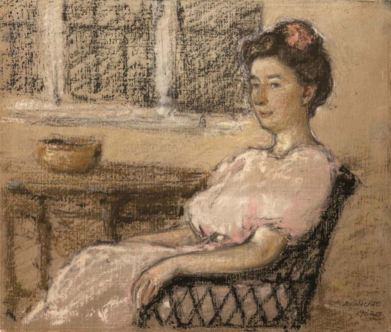 ピンクの服を着た女性、1902年。 作： エルマーリビングストンマクレー