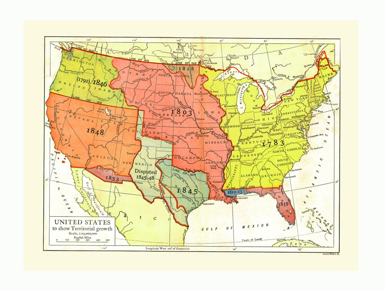 アメリカ合衆国、c1910sの成長マップ。 作： エメリー・ウォーカー