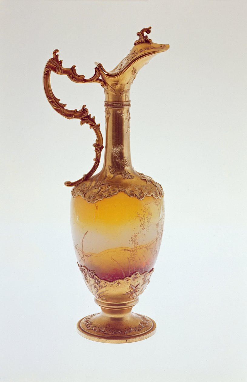 銀の金箔をはめた水差し、ナンシー、1870年頃 作： エミール・ガル