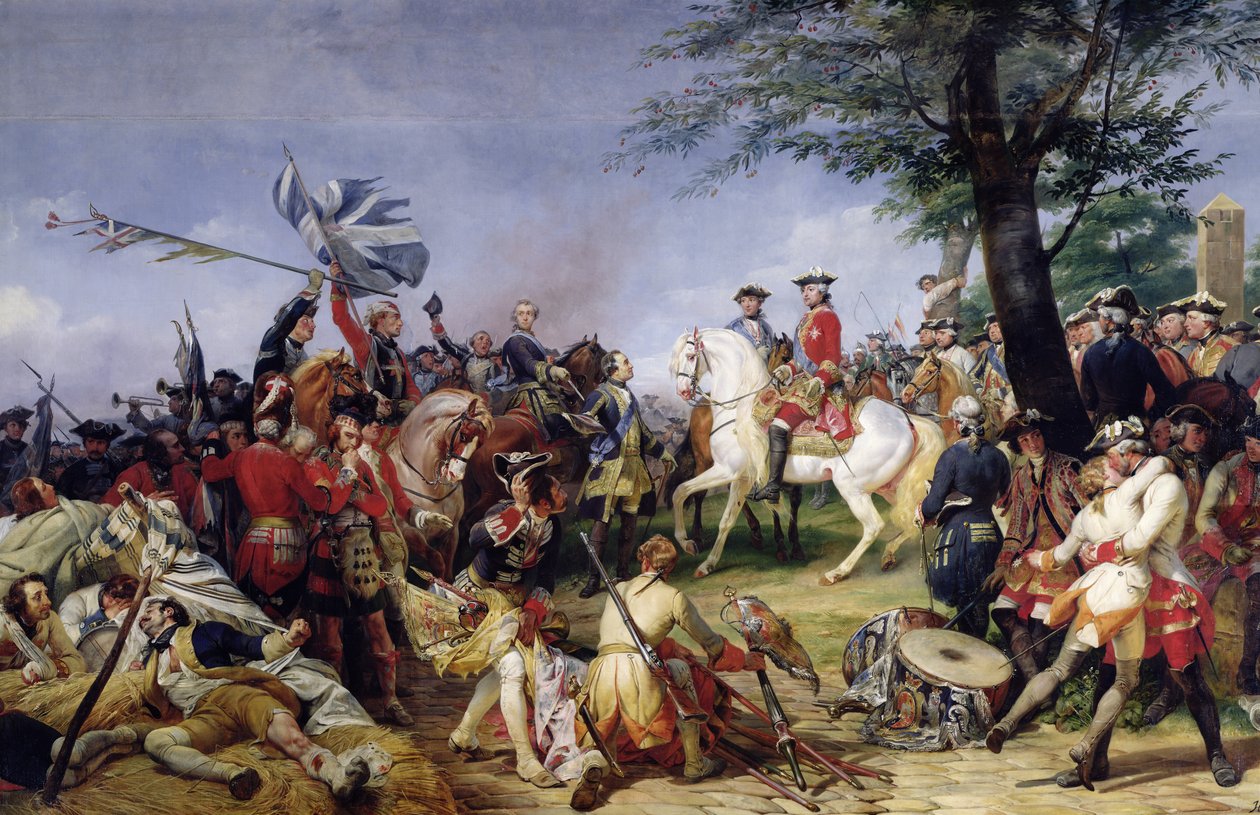 フォンテノイの戦い、1745年5月11日、1828年 作： エミール・ジャン・オレス・ヴェルネ