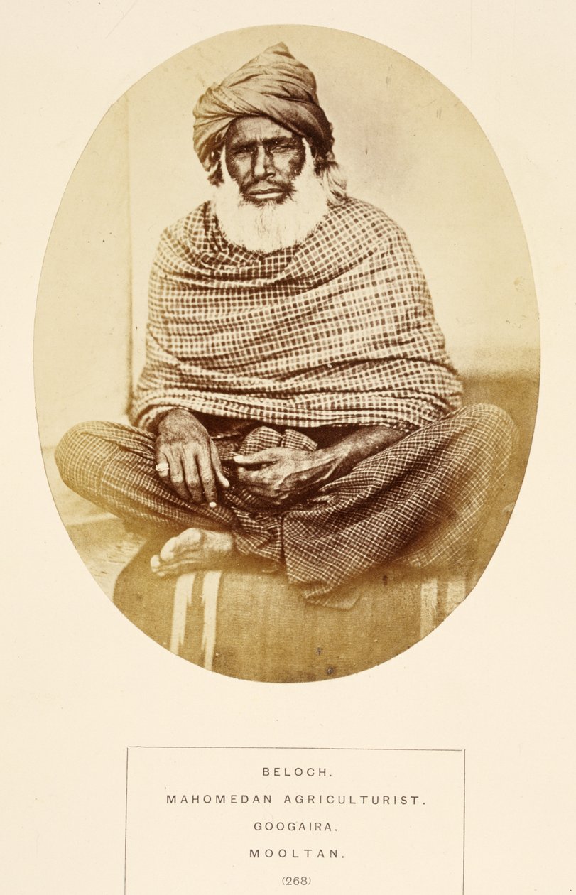 J. Forbes Watson著、The People of IndiaのMaochdan農業専門家、Gogaira、MooltanのBelochが1868年に出版（アルブメンプリント） 作： 英語の写真家