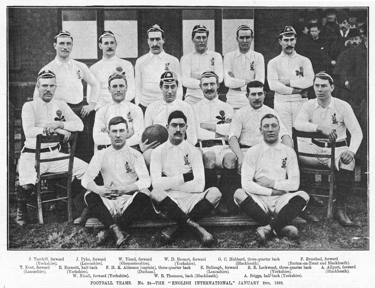 イギリス国際サッカーチーム、1892年1月2日 作： 英語の写真家