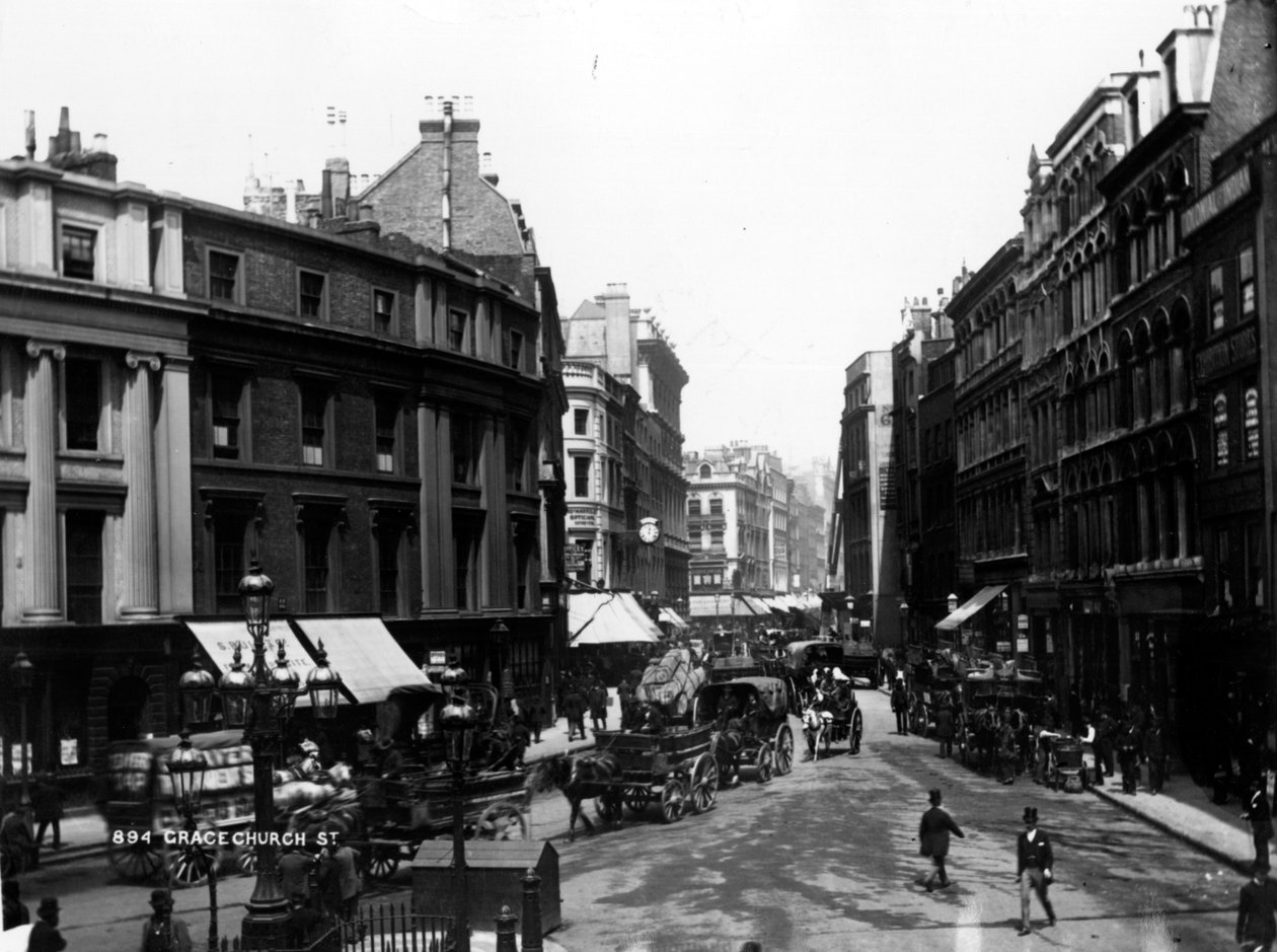 グレースチャーチストリート、ロンドン、1890年頃 作： 英語の写真家