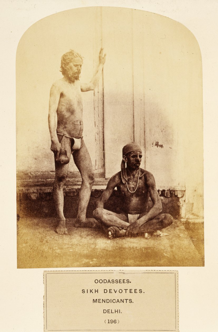 J.フォーブスワトソンによるインドの民衆からのOodassees、Sikh信者、Mendicants、デリー、1868年出版（アルブメンプリント） 作： 英語の写真家