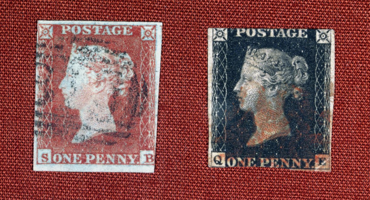ペニーブラックとペニーレッド、1850（紙にインク） 作： 英語の写真家