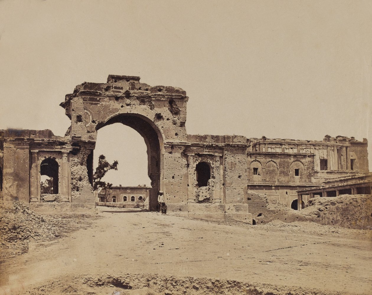 台無しにされたゲートウェイ、c.1858（セピア写真） 作： 英語の写真家