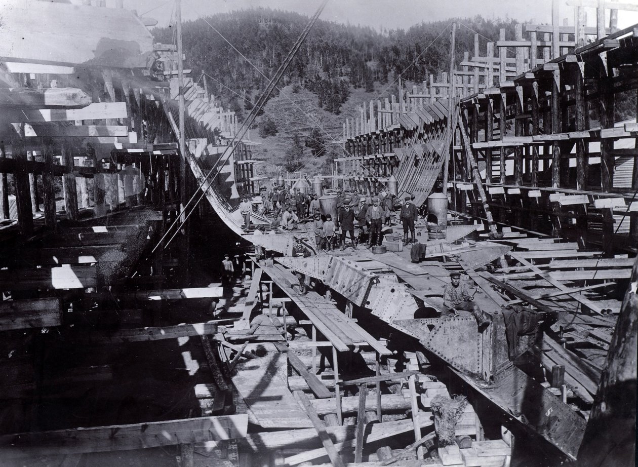 ヤードなし。 647、バイカル。 1896年にバイカル湖で建設中の砕氷列車フェリースチーマーバイカルを示す 作： 英語の写真家