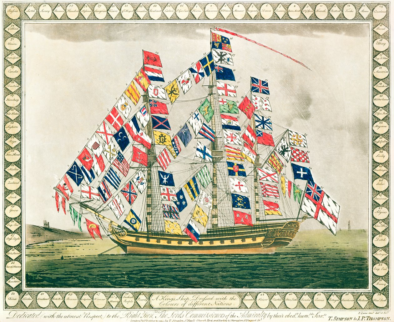 1794年10月6日、さまざまな国の色をまとった王の船 作： 英語学校