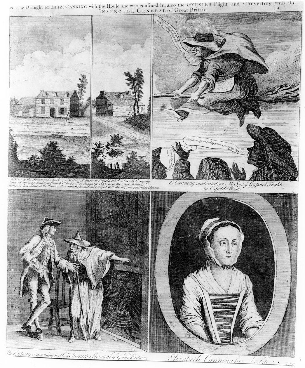 エリザベス・カニングの物語に関する風刺画「1753年のエリズ・カニングのドラフト」、1753年 作： 英語学校