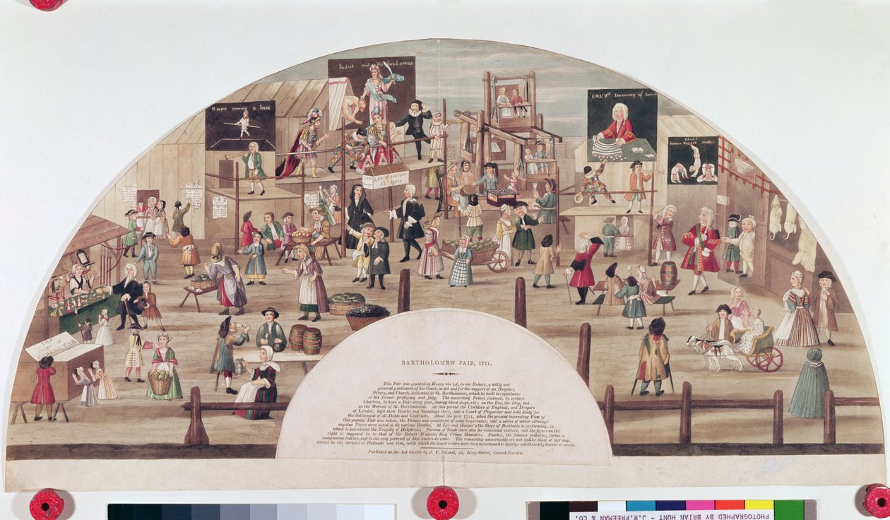 バーソロミューフェア、1824年（手塗りのアクアチントの彫刻） 作： 英語学校