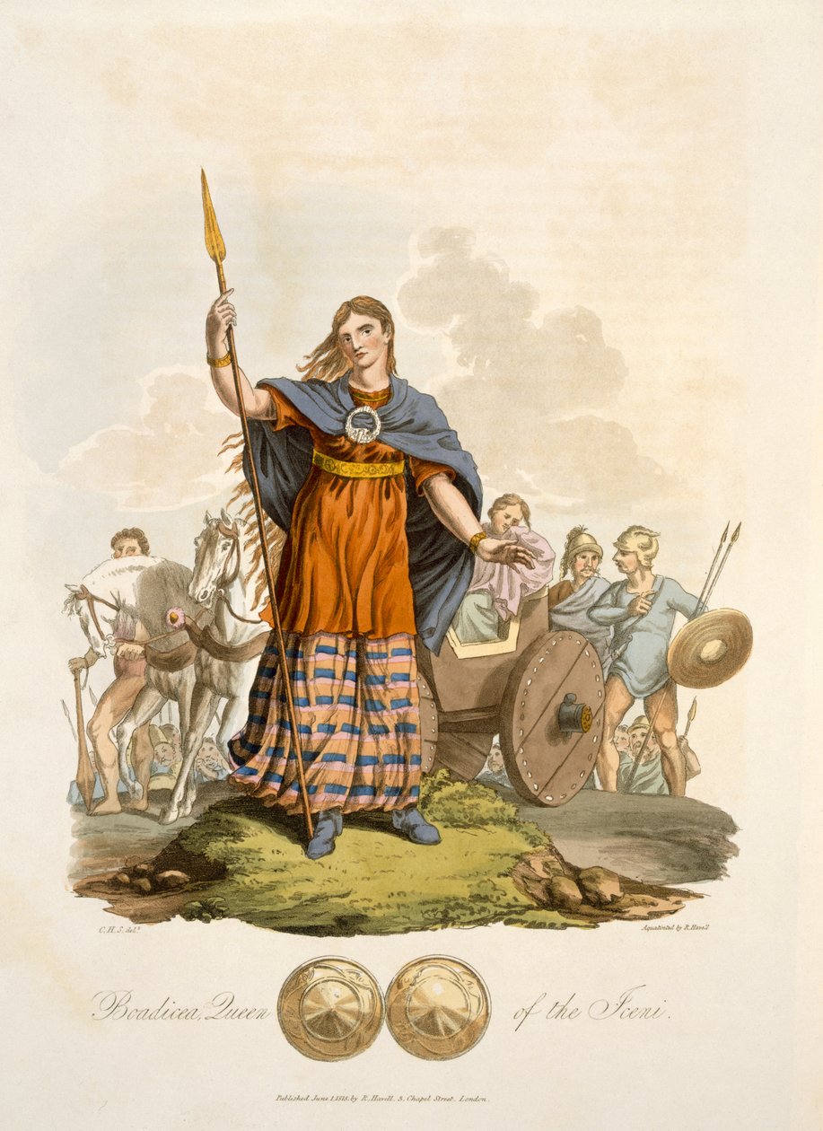 Iceniの女王Boadicea、eng。 Richard Havell the Elder、パブ。 1815（手描きの彫刻） 作： 英語学校
