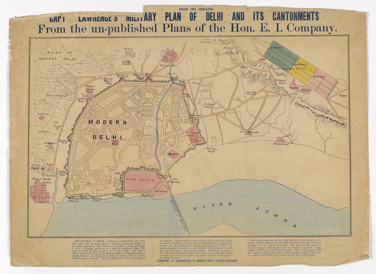 Hon EI Companyの未発表の計画、1860年頃のデリーの大陸軍の軍事計画とそのカントンメント 作： 英語学校