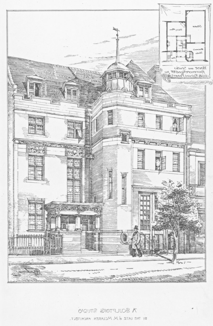 彫刻家のスタジオのデザイン、1889 作： 英語学校