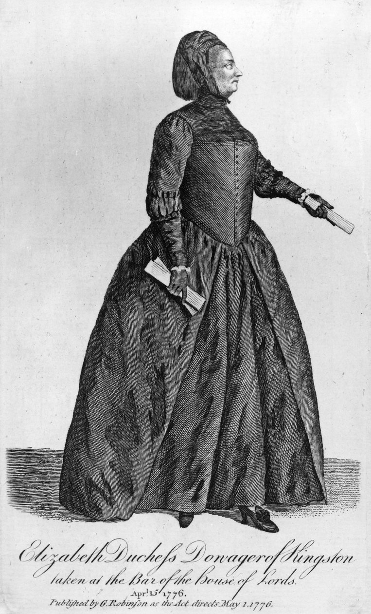 エリザベスチャドリー、ブリストル伯爵夫人とキングストン公爵夫人、1776年（メゾチント） 作： 英語学校