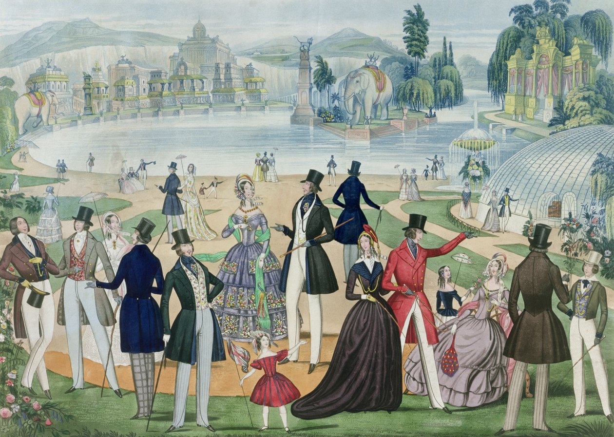 B.Read und Co.、1844年発行の「1844年の夏のファッション」を描いたファッションプレート 作： 英語学校