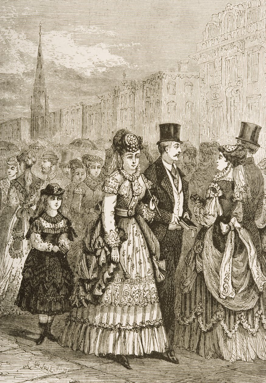 1876年、ニューヨークのフィフスアベニュー、宗教地区協会発行の「アメリカンピクチャーズ」から 作： 英語学校