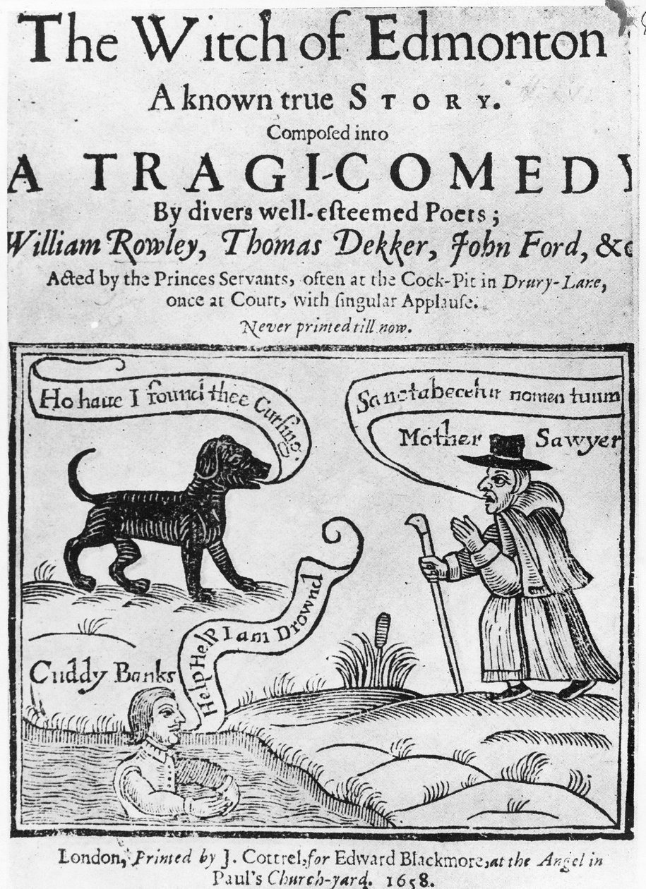 エドモントンの魔女、既知の実話への口絵」、1658 作： 英語学校