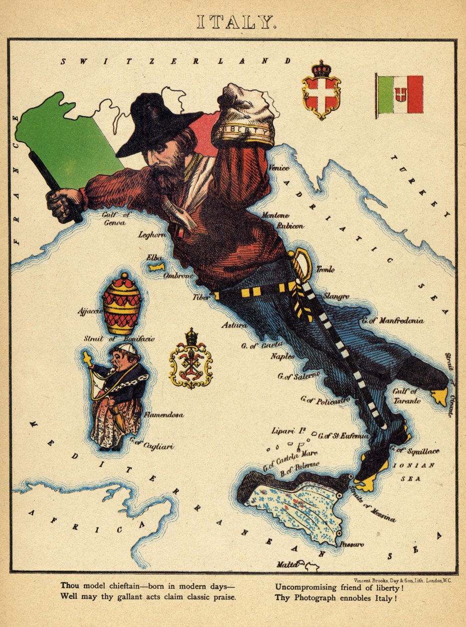 1868年にイタリアから法王を派遣するガリバルディ 作： 英語学校