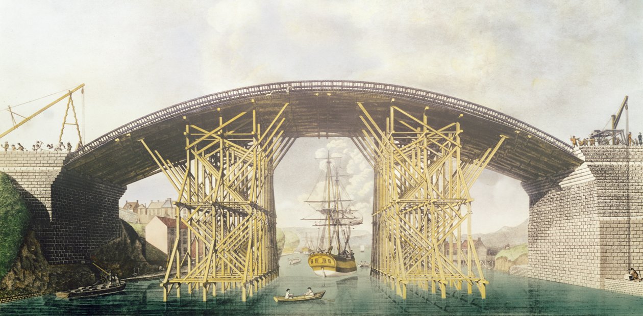 アイアンブリッジオーバーザウェア、1796（カラー彫刻） 作： 英語学校