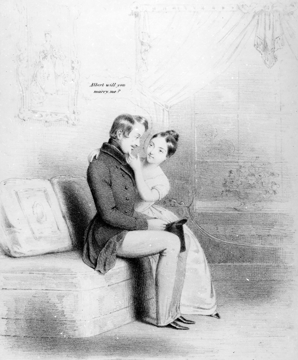 うるう年！ 1840年に出版されたアルバートに提案するビクトリア女王 作： 英語学校