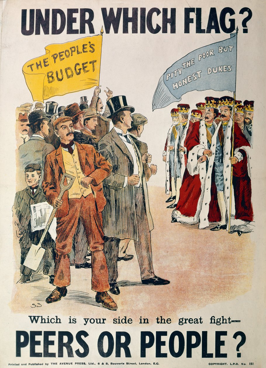 1910年1月のイギリス総選挙の自由党ポスター 作： 英語学校