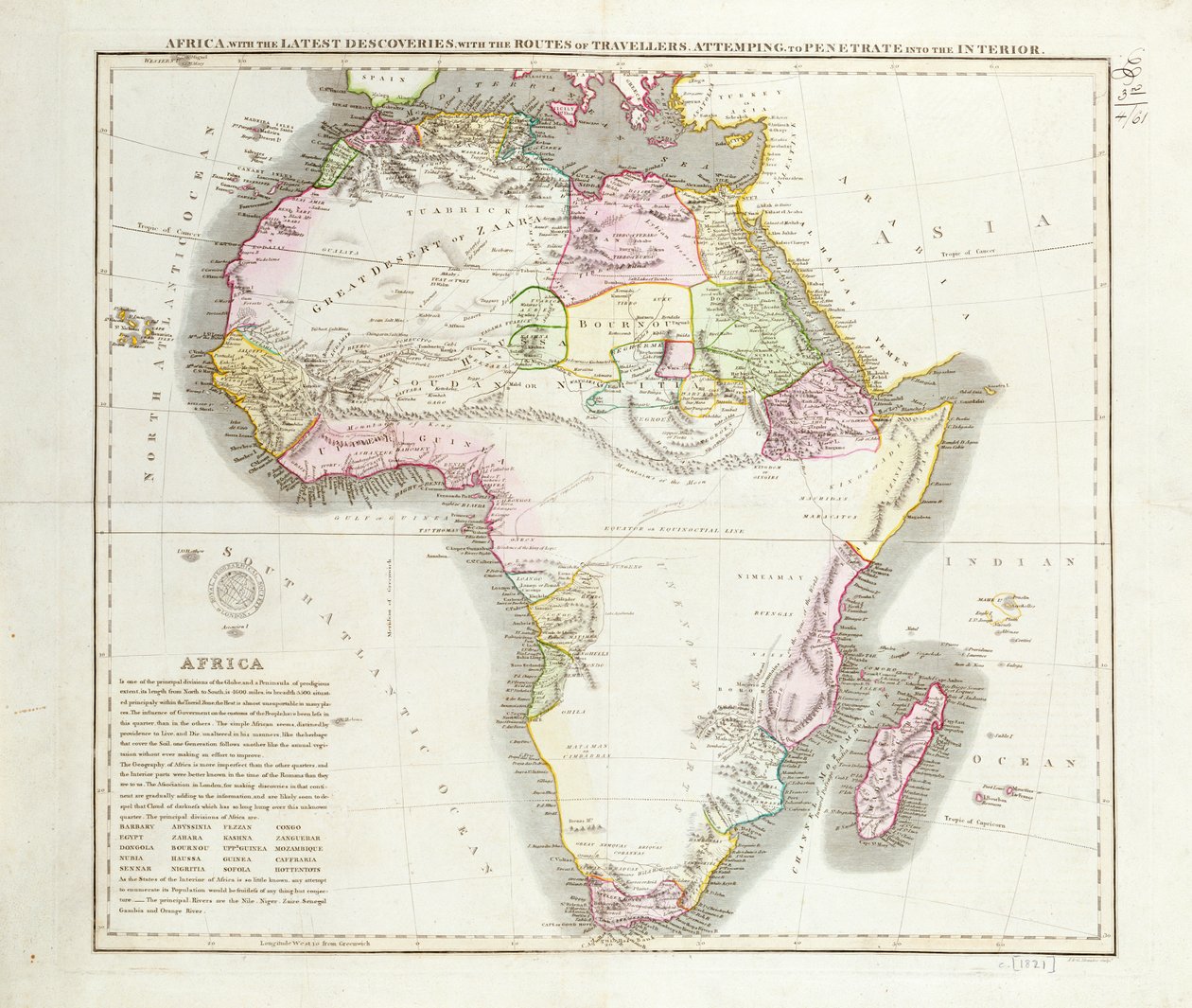 アフリカの地図、1821 作： 英語学校