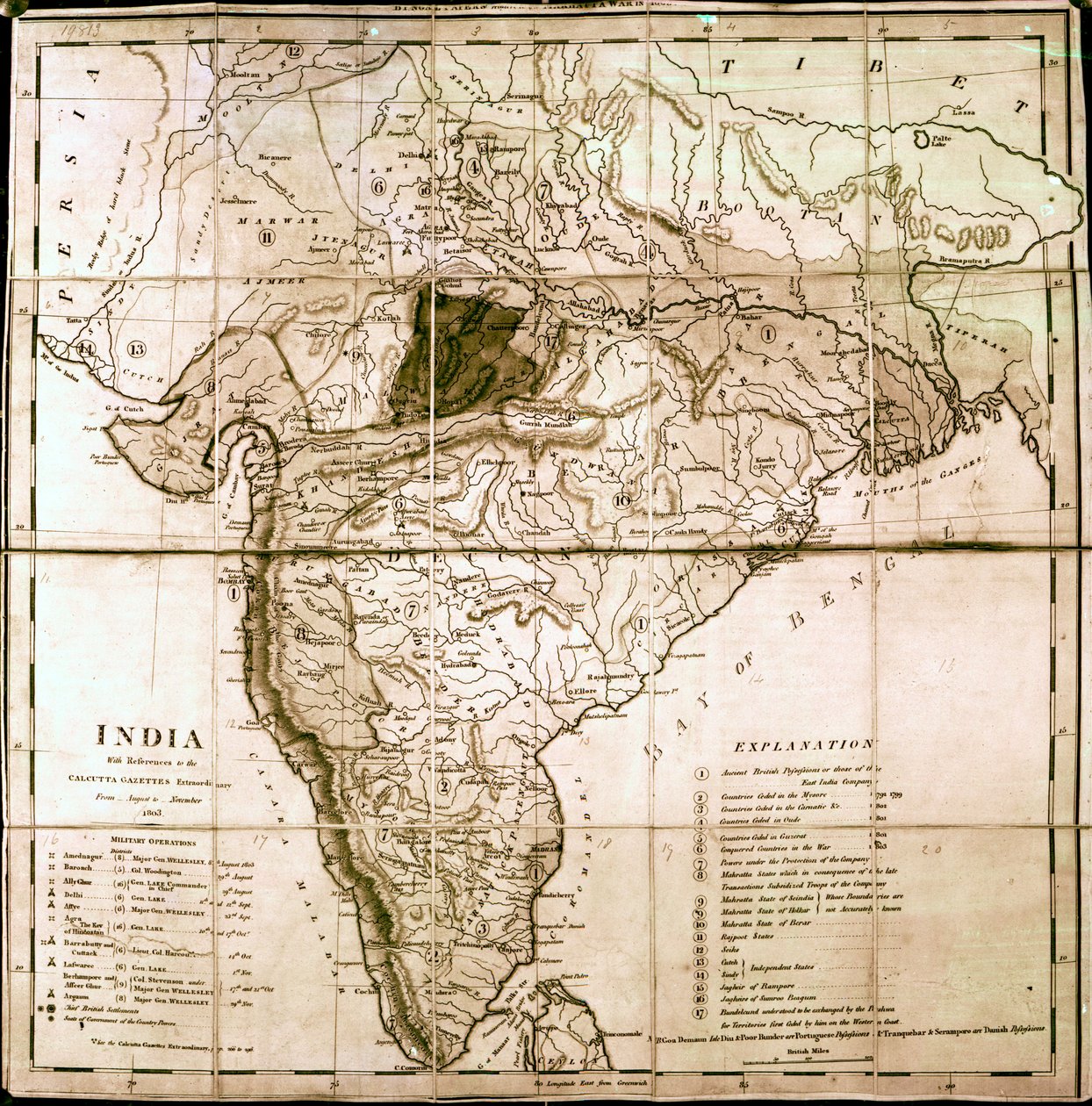 インドの地図、1803 作： 英語学校