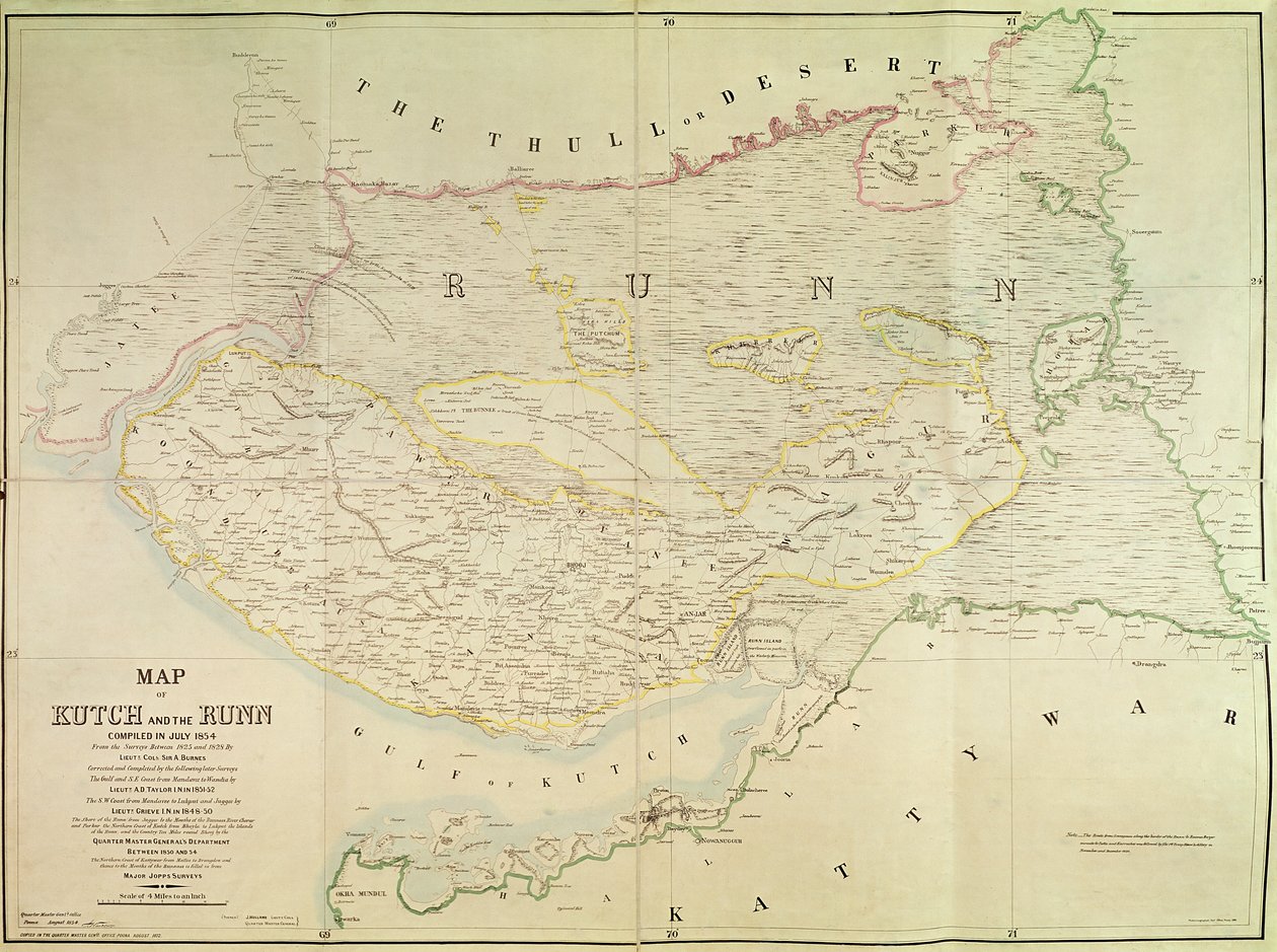 カッチアンドランの地図、インド、1854年 作： 英語学校