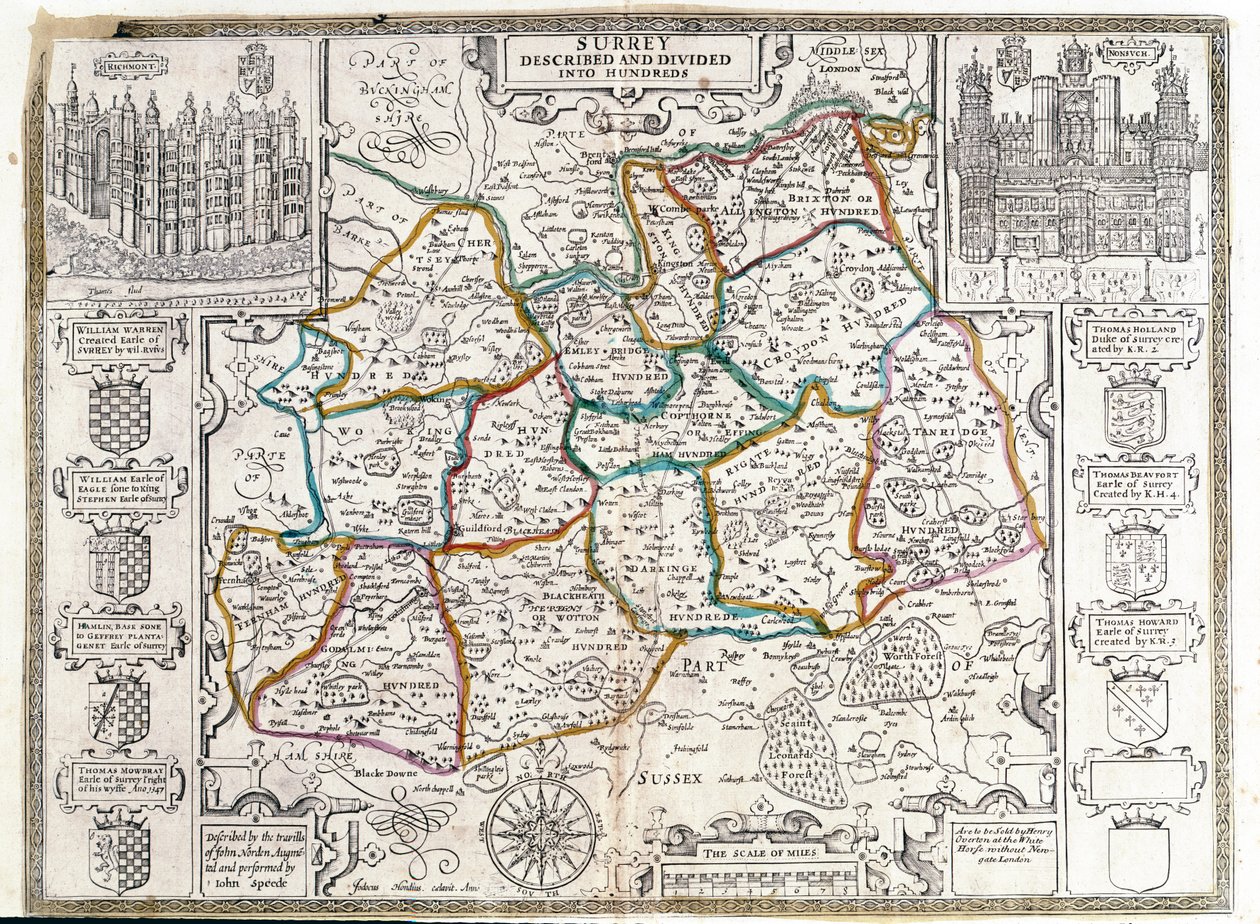 説明され数百に分割されたサリーの地図 作： 英語学校