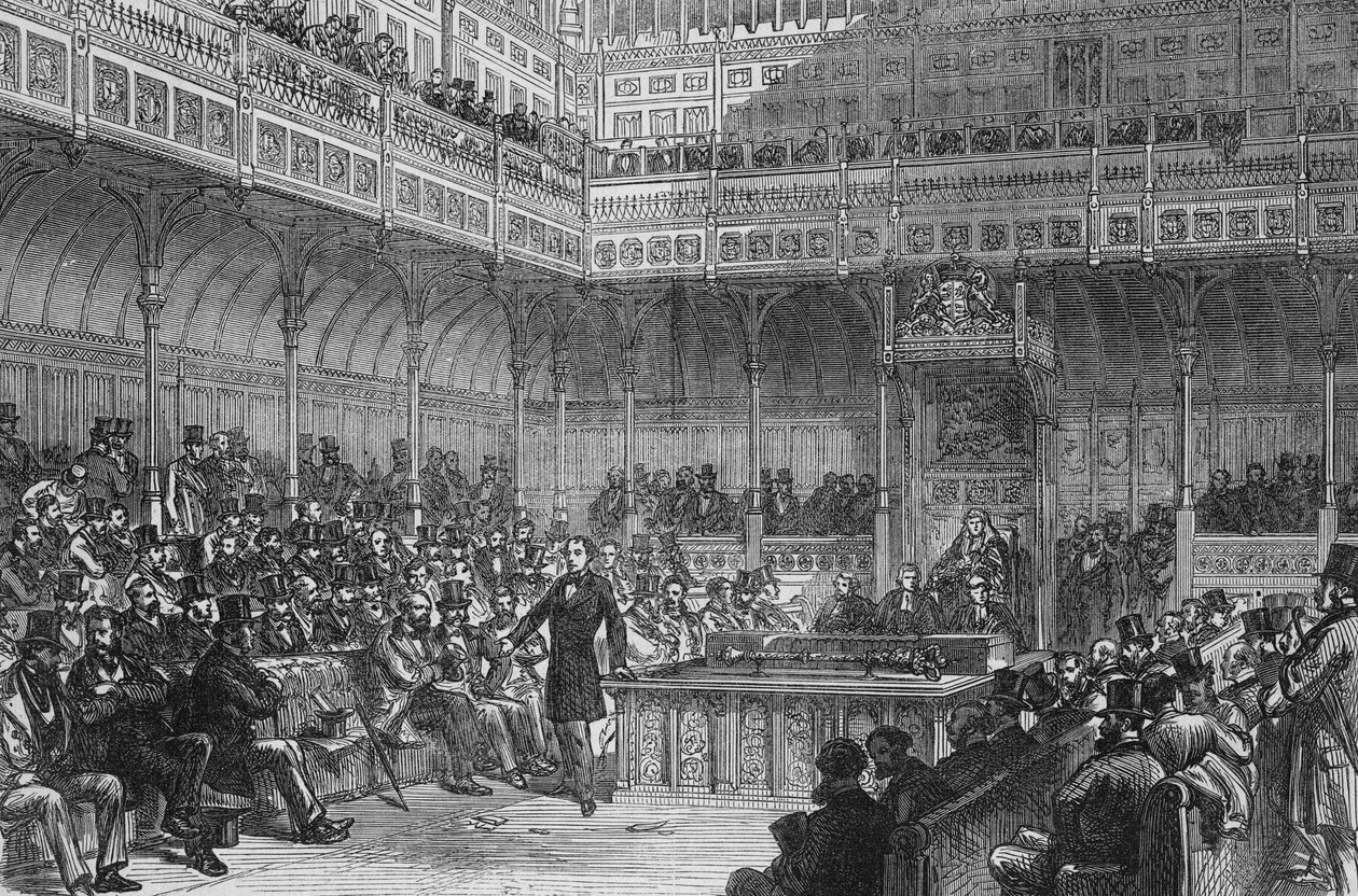 1859年に改革案を導入したDisraeli氏 作： 英語学校