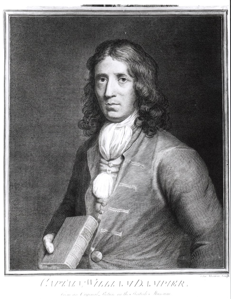 シャーウィンによって刻まれたキャプテンウィリアムダンピア（1652-1715）の肖像 作： 英語学校