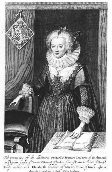 プリンセスフランシスの肖像画、リッチモンドとレノックスの公爵夫人、ギル、1623年に彫刻 作： 英語学校