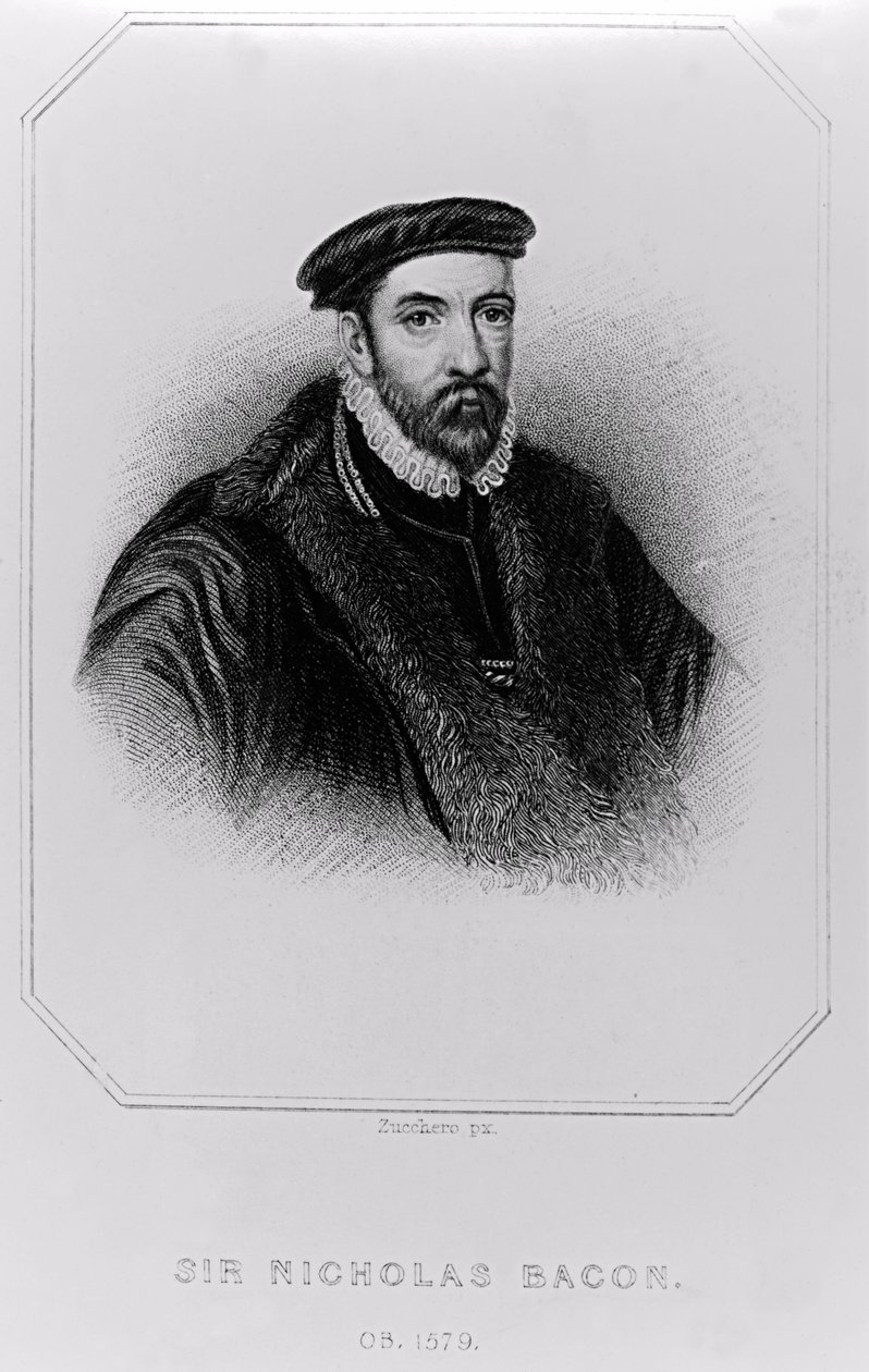 1823年「ロッジの英国の肖像」からニコラスベーコン卿（1510-1579）の肖像 作： 英語学校