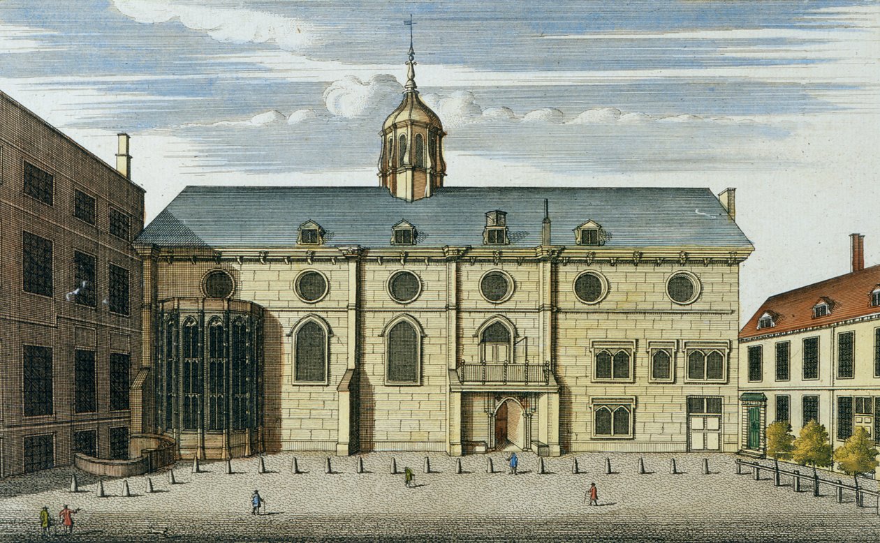 ロンドンと郊外のプレミアマップ：家禽のイングランド銀行、1724年（手描きの彫刻） 作： 英語学校