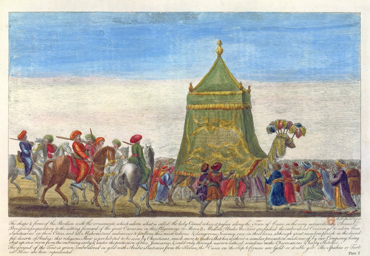1701年にリチャードダルトンが書いた、古代遺跡とギリシャとエジプトの展望からメッカへの毎年の出発を祝う宗教パレード 作： 英語学校