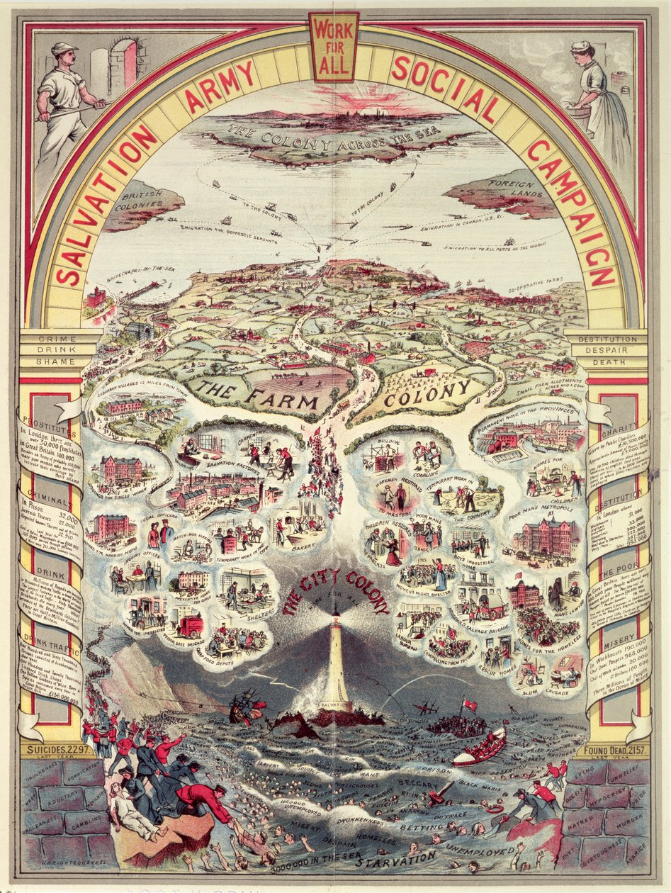 救世軍社会キャンペーン宣伝ポスター、ロンドン、1910年頃（クロモリト） 作： 英語学校