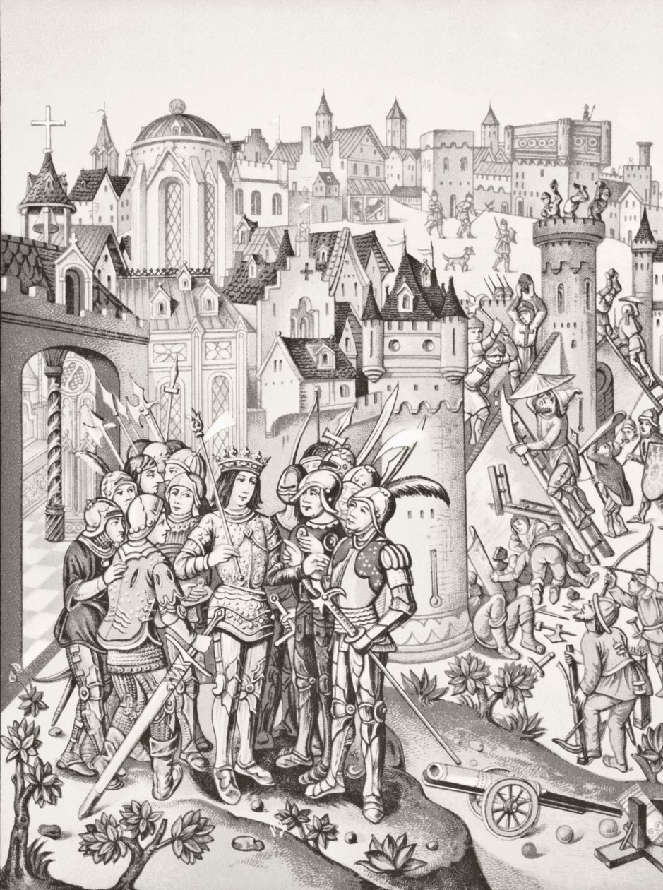 1878年、チャールズ6世の下でブルゴーニュ人によって防衛された町の包囲 作： 英語学校