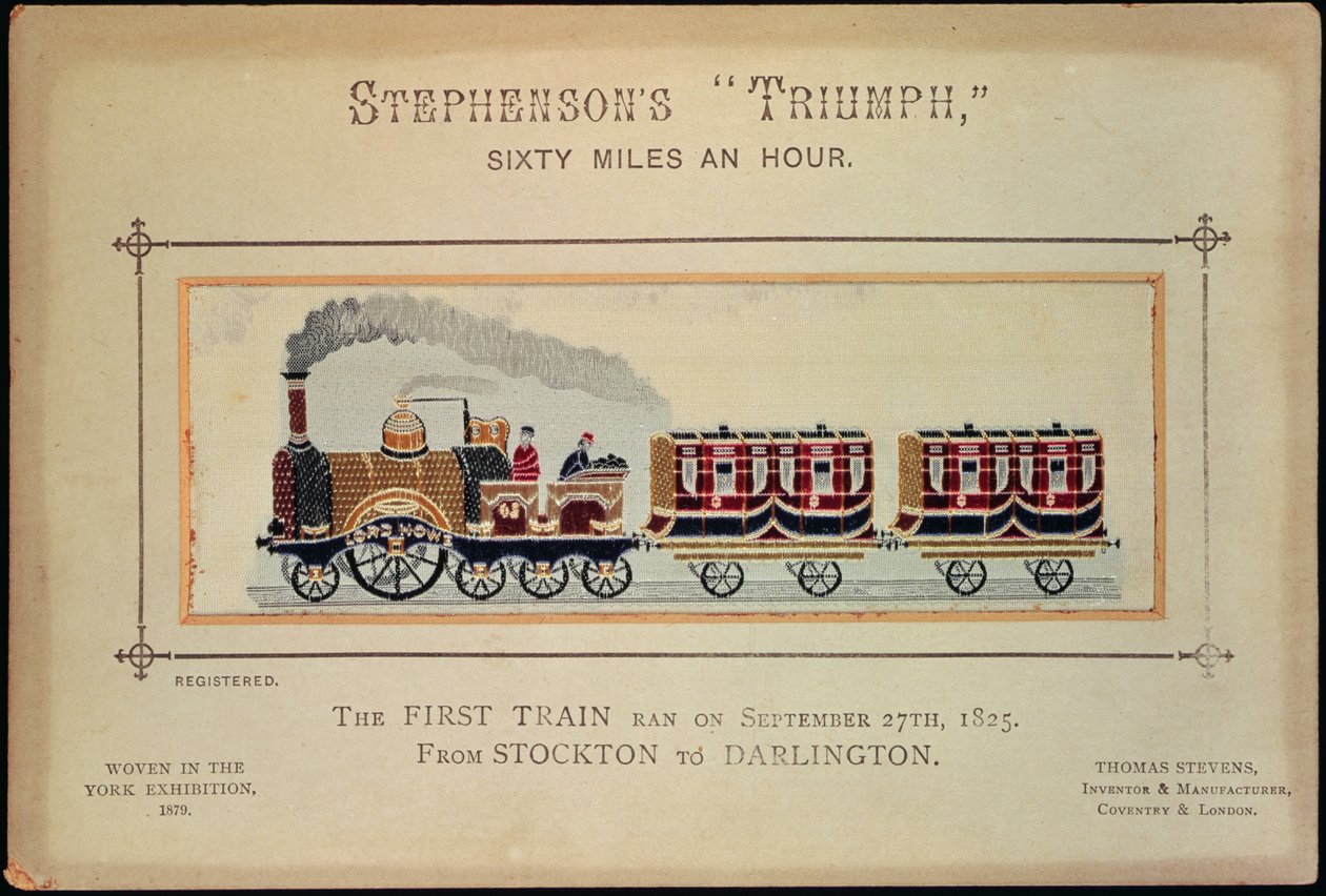 1879年のヨーク展（スティーブングラフ）のために編まれたスティーブンソントライアンフ（151153も参照） 作： 英語学校