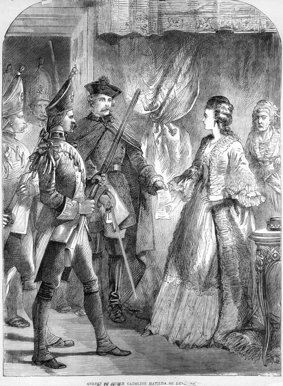 1772年のキャロラインマチルダ、デンマークの女王、ノルウェーの逮捕（印刷） 作： 英語学校