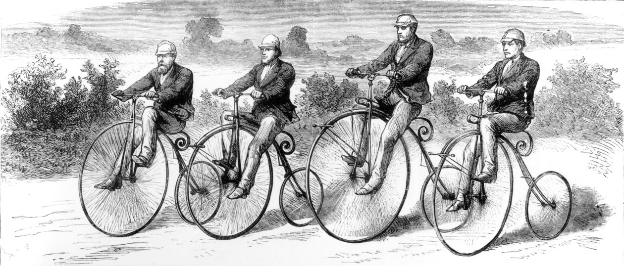 ロンドンからジョン・オグローツへの自転車旅行、「グラフィック」のイラスト、1870年頃 作： 英語学校