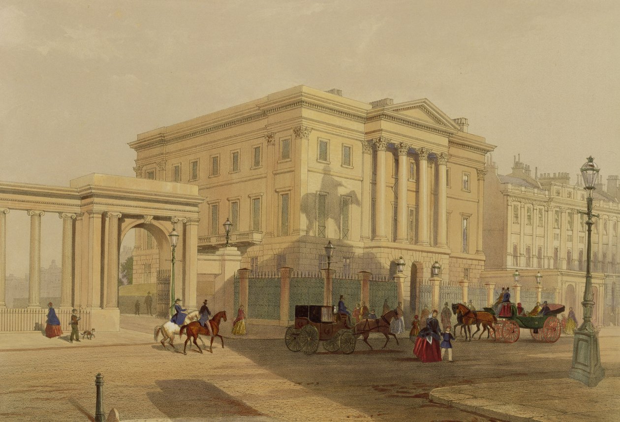 Apsley Houseの外観、1853年、J。Dillon著（印刷） 作： 英語学校
