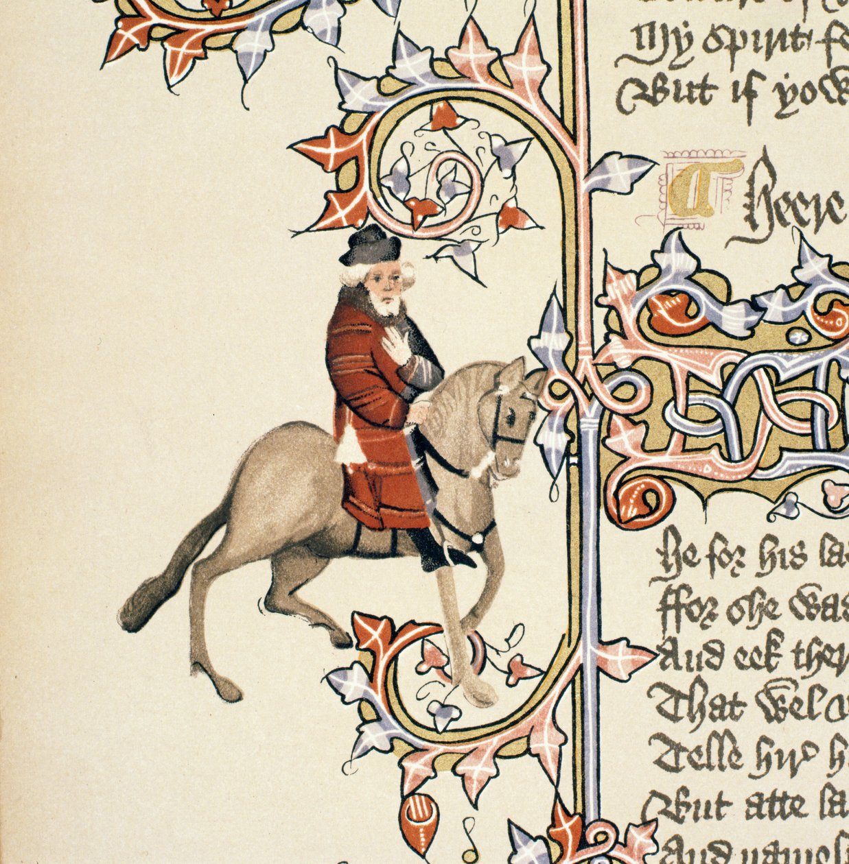 フランクリン、カンタベリー物語の詳細、ジェフリーチョーサー作（c.1342-1400）エルズミア写本、ファクシミリ版、1911年（オリジナルの詳細は128922を参照） 作： 英語学校