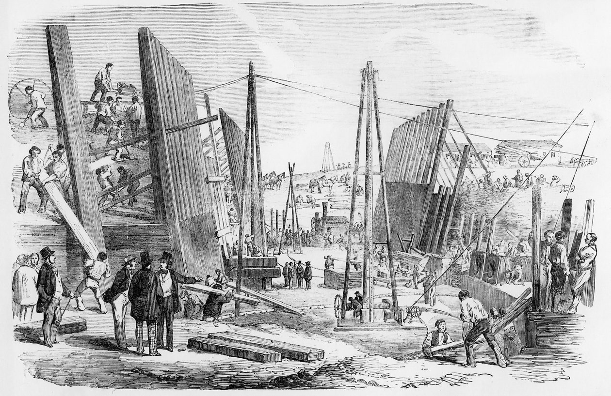 1854年9月9日、「The Illustrated London News」に掲載された新しいビクトリアドックの作品、プレストーマルシェ 作： 英語学校