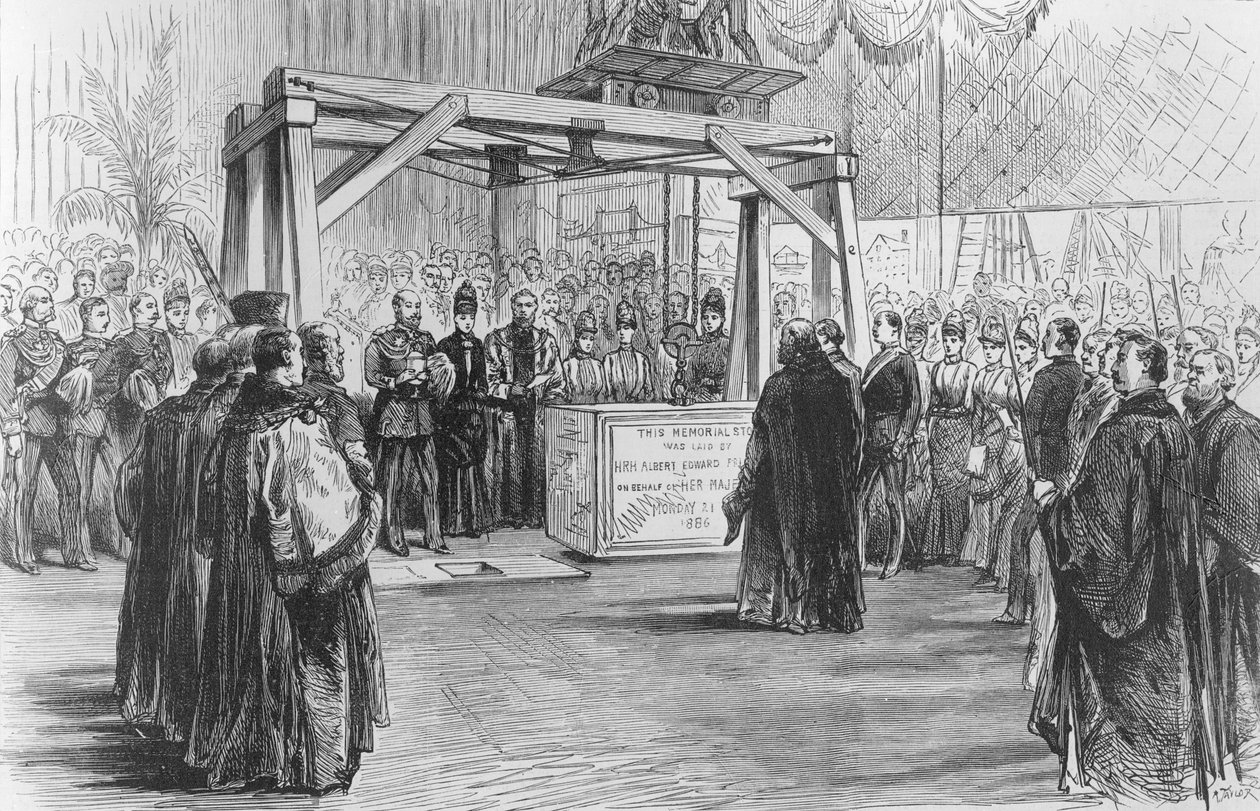 1886年の月曜日にタワーブリッジの礎石を築くプリンスオブウェールズ 作： 英語学校