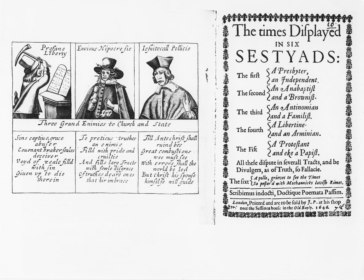 1646年に出版された6つのSestyadsで表示された時間 作： 英語学校