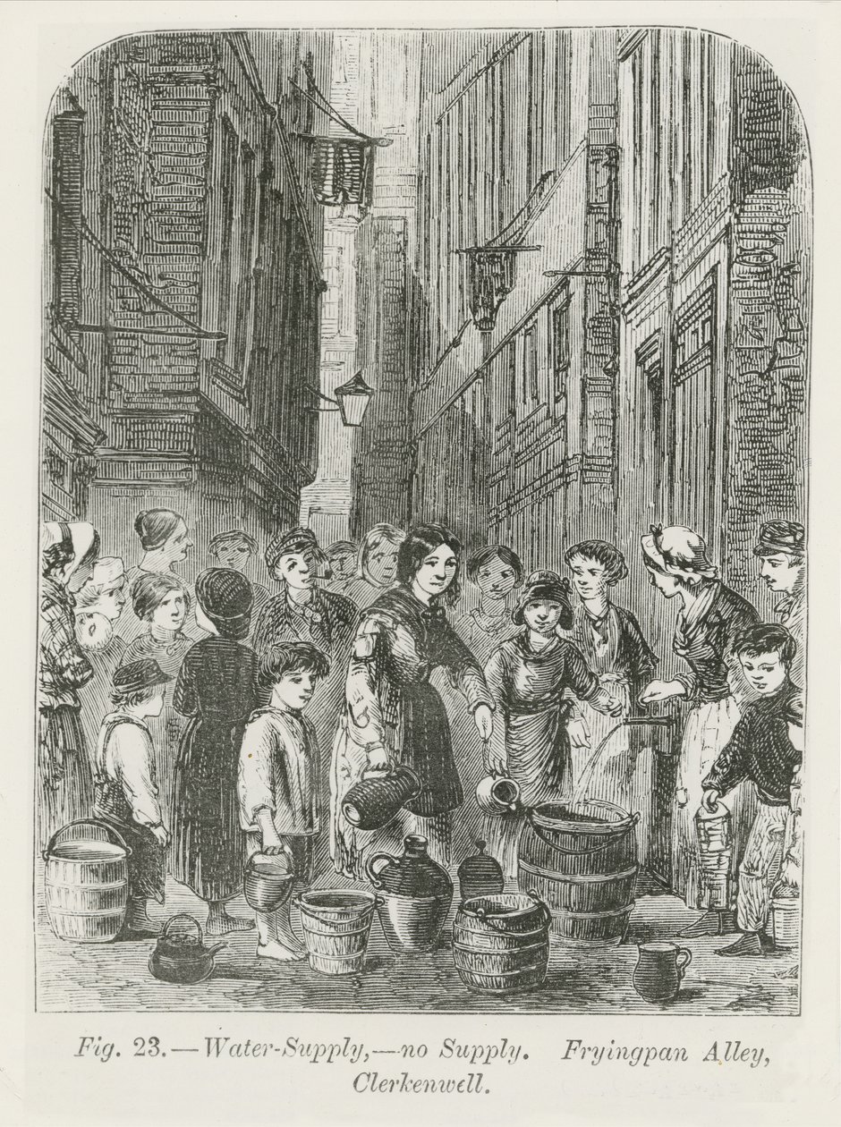 1864年、クラーケンウェルのフライパン路地の給水 作： 英語学校
