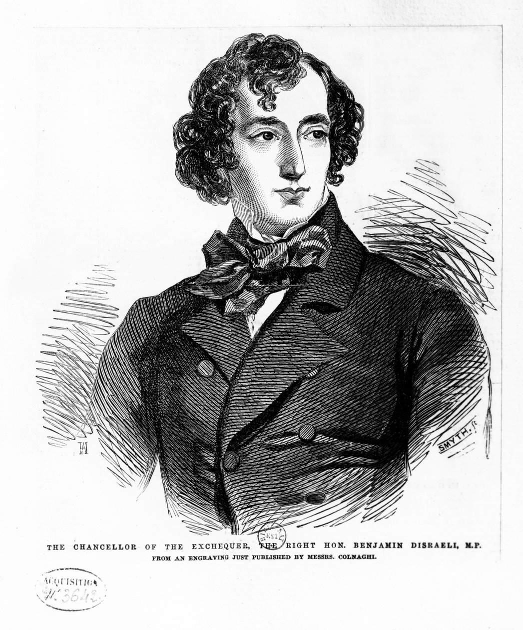 ベンジャミン・ディズレーリ、1837年頃（エングレーヴィング 作： 英語学校